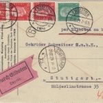 DR - 3x15+5 Pfg. Hindenburg Eilkarte Emsdetten - Stuttgart 1929