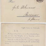 DR - 3 Pfg. Krone/Adler, Vertreter-Avis/Karte Crefeld 3 - Bassum 1897