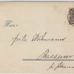 DR - 3 Pfg. Krone/Adler, Vertreter-Avis/Karte Crefeld 3 - Bassum 1897