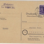 Kontrollrat - Wasserzell über Eichstätt, Landpost-L2 a. Drucks-Karte n. Chemnitz