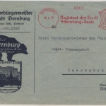 DR - 12 Pfg. AFS Magistrat Bernburg Saale illustr. Brief n. Saarbrücken 1937