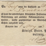 Bayern - Kempten 1823, Aufgabeschein m. Ortsvordruck f. Brief n. Limbach