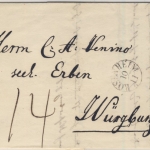 Bayern - Rosenheim 27.10.1836 Fingerhut-Stpl. 14 Kr. Portobrief n. Würzburg