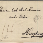 Bayern - Rosenheim 1836, Fingerhut-Stpl. a. 14 Kr. Portobrief n. Würzburg