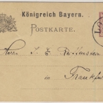 Bayern - 5 Pfg. Wappen, GA-Karte K1 Lohr (Hdb. 23a !!) - Frankfurt a.M. 1884