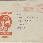 DR - 25 Pfg. AFS "NURKA Alfred de Fries GmbH", Brief n. FRANKREICH, Kassel -