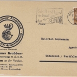 DR - Büsumer Auslese, Marke Krabbenkönig, illustr. Firmenkarte Büsum - Gütersloh