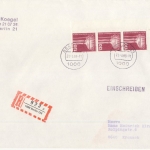 Berlin - 130 Pfg. I&T, 3er-Streifen/Bogenecke/Formnummer, Einschreibebrief