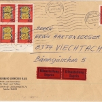 BRD - 7x40 Pfg. Gandersheim, Eilbrief (3. Gew.stufe) München - Viechtach 1973