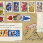 BRD - "Zurück...verstößt...verbotene Gegenstände", Aufkleber a. Einschreibebrief