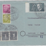 BRD - 5+2 Pfg. Heuss, senkr. Zusammendruck u.a., Brief Mitwitz - Mettlach 1958