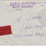 BRD - 80 Pfg. Heuss II, Eilbrief Handwerbestpl. Sigmaringen - Kronach 1961