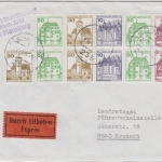 BRD - Burgen & Schlösser, Heftchenblatt u.a., Eilbrief Flensburg - Kronach 1984