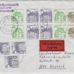 Berlin - B&S Heftchenblatt u.a., EilBrief Flensburg - Kronach 1985