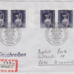 Berlin - 4x70 Pfg. Wohlfahrt Glas Einschreibebrief FDC + ESST Berlin 12 - 1986