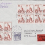 Berlin - 35 Pfg. (10er+4er-Block) + 10 Pfg. B&S, Eilbrief Flensburg - Kronach
