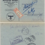 DR - München 7, Frei d. Ablösung, Einschreibebrief n. Wien 1942, Retourvermerk
