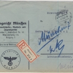 DR - München 7, Frei d. Ablösung, Einschreibebrief n. Wien 1942, Retourvermerk