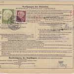 BRD - 5x1 M.+25 Pfg. Heuss, Paketkarte n. BELGIEN, Rhumspringe ü. Duderstadt -