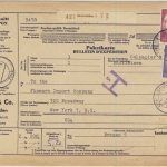 BRD - 3+2 M. + 20 Pfg. Heuss, Paketkarte n. USA, Iserlohn Zoll (!!) - New York