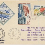 Monaco - 0,04 Fr. Flug-Rally u.a., Karte Monte Carlo - Brüssel- Base Antarctique
