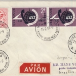 Belgien - 2x2 Fr. 100 J. UIT, Lupo-Brief Base Roi Baudouin - Brüssel 1965