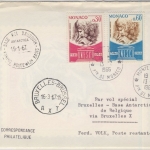 Monaco - 0,30+0,50 Fr. 20 J. UNESCO, Brief Monte Carlo - Base Roi Baudouin 1966