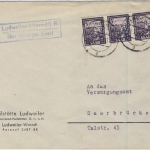 Saarland - Ludweiler (Warndt) B ü. Völklingen Landpost-Ra2 Brief 1952 n.