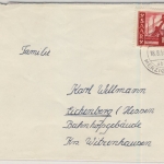 Saarland - 15 Fr. Schachtanlage, Brief Haustadt ü. Merzig - Eichenberg 1955