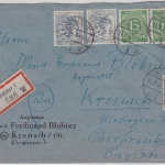 Kontrollrat - 30 Pfg. Ziffer u.a., Einschreibebrief Wetzlar - Kronach 1947