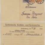 DR - 7 1/2+ 7 1/2 Pfg. Germania GA-Karte (priv. Zudruck)+Zusatz Gottesberg 1920