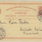 DR - Seitsch (Schlesien) 1896 KOS Ankunftsstpl. schwed. 10 Ö. GA-Karte v. Odense