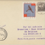 Polen - 90 Gr. Hürdenläufer u.a., Karte Poznan - Brüssel - Base Antarctique