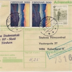 Dänemark/Färöer - 2x500+800 Ö. Freimarken/Postwesen, Wertpaketkarte(?) Torshavn