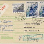 Dänemark/Färöer - 2x450+200 Ö. Freimarken, Wertpaketkarte(?) Torshavn -
