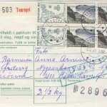 Dänemark/Färöer - 4x300+2x50 Ö. Freimarken, Wertpaketkarte(?) Tvöroyri -
