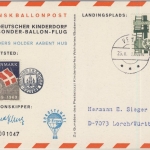 Dänemark - 7. Dt. Kinderdorf Sonder-Ballon-Flug, Karte Vemb - Lorch 1969