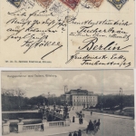 Schweden - 2x1+2x2+4 Ö. Ziffern, AK (Kungsportsbron) Göteborg - Berlin 1908