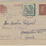 Schweden - 15 Ö. König Gustav, GA-Kartenbrief Upsala 1948, Nachporto