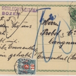 Österreich - 5 H. Franz-Joseph GA-Karte Nachporto i.d. SCHWEIZ, Bozen 1913 n.