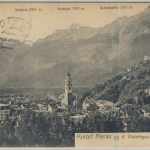 Österreich - Meran 1908, unfrankierte Karte Nachporto n. Dresden, rs. sw-Ansicht
