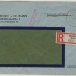 Saar - Gebühr bezahlt roter Ra2 Einschreibebrief Homburg (Saar) - Hannover 1946