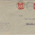 Saaland - 2x15 Fr. Freimarken, Brief Mittelbexbach - Rain a. Lech 1952