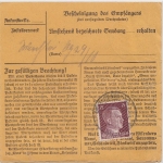 DR - 2x80+20+15 Pfg. AH, Paketkarte Oberwiesenthal - Coburg 1942