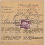 DR - 3x15 Pfg. AH, Paketkarte Bekond ü. Schweich (Mosel) - Esch-Alzig 1943