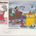 Gambia - 10 D. Blockausgabe Disney/Weihnachten 1986, Schmuck-FDC