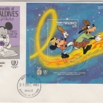 Malediven - 15 Rf. Blockausgabe Disney/Komet 1985, Schmuck-FDC