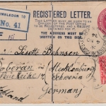 Großbritannien - 4 1/2 P. George GA-Einschreibeumschlag + Zusatz Wimbledon 1926
