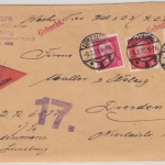 DR - 2x10+15 Pfg. Reichspräsidenten, Nachnahmebrief Lüneburg - Dresden 1930
