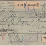 DR - Paketkarte n. NORWEGEN, 3x100 Pfg. Korbdeckel, Oberstein - Oslo 1926